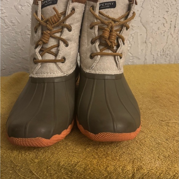 Sperry Top-Sider Boots‎ Womens 8M Green/Cream Waterproof Rubber Duck Zip Preppy - Picture 10 of 12
